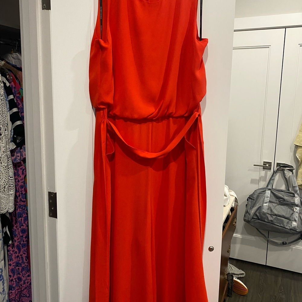 Elegant Orange Sleeveless Jumpsuit